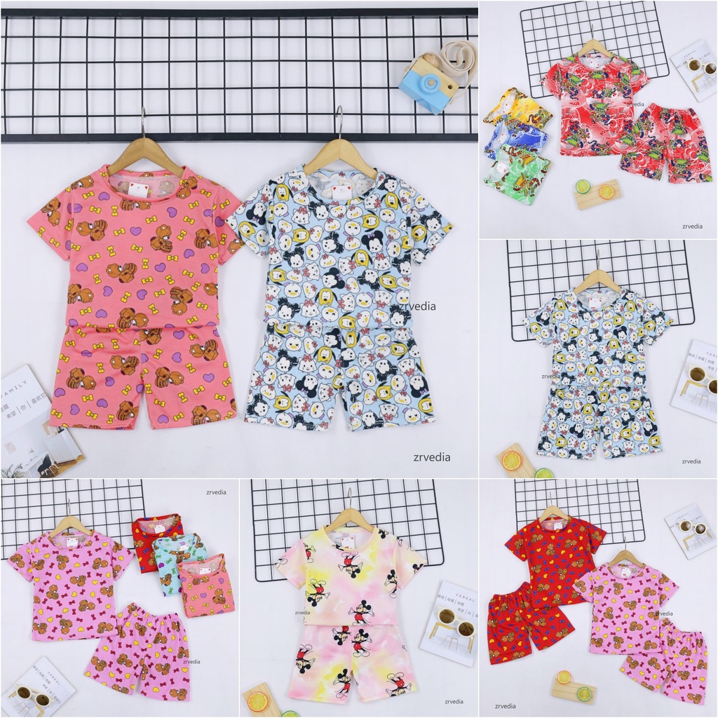 Set Nayeon uk Bayi 6-18 Bulan / Setelan Lengan Celana Pendek Anak Perempuan Import Piyama Baju Tidur