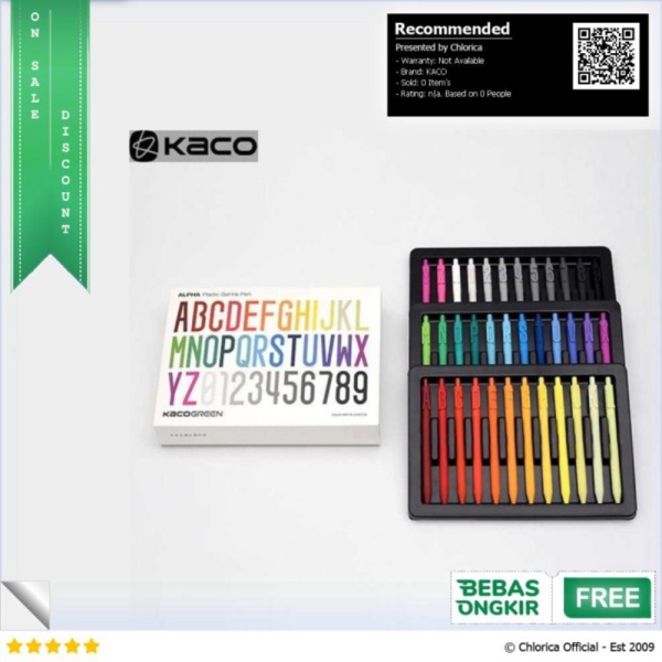 

Unik KACO Alpha Gel Pen Pena Pulpen Bolpoin 0.5mm 36 PCS - Multi Warna KACO Diskon