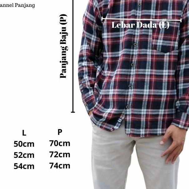 kemeja flanel pria lengan panjang Kemeja flanel pria 023 - h43, M
