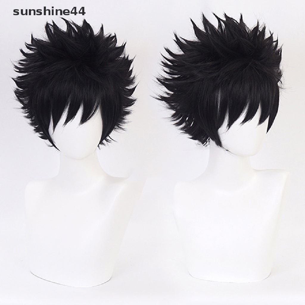 Sunshine Wig / Rambut Palsu Hitam Bergelombang Karakter Kartun Anime Dabi Untuk Cosplay