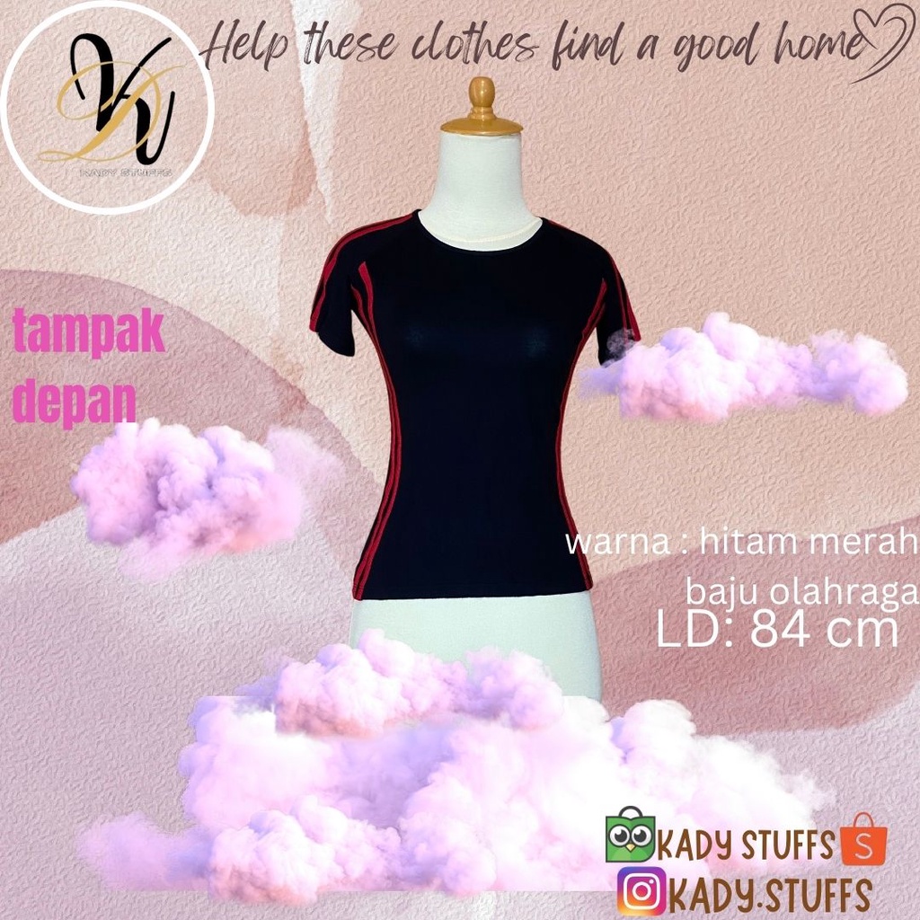 Set Olahraga Sport Wanita Merah Hitam LD: 84 cm Preloved but Good Cond