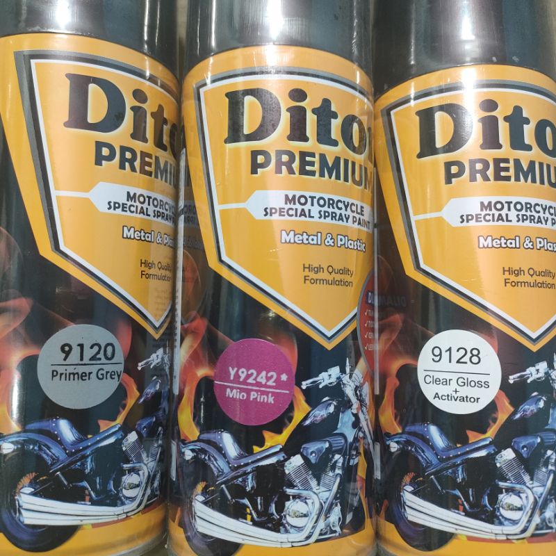 Pilok Cat Diton Premium Paket Lengkap 3 Kaleng Mio Pink 9242 Primer Grey Epoxy 9120 Clear Glossy 9128 400cc Pilox Paketan Cat Semprot Special Spray Paint