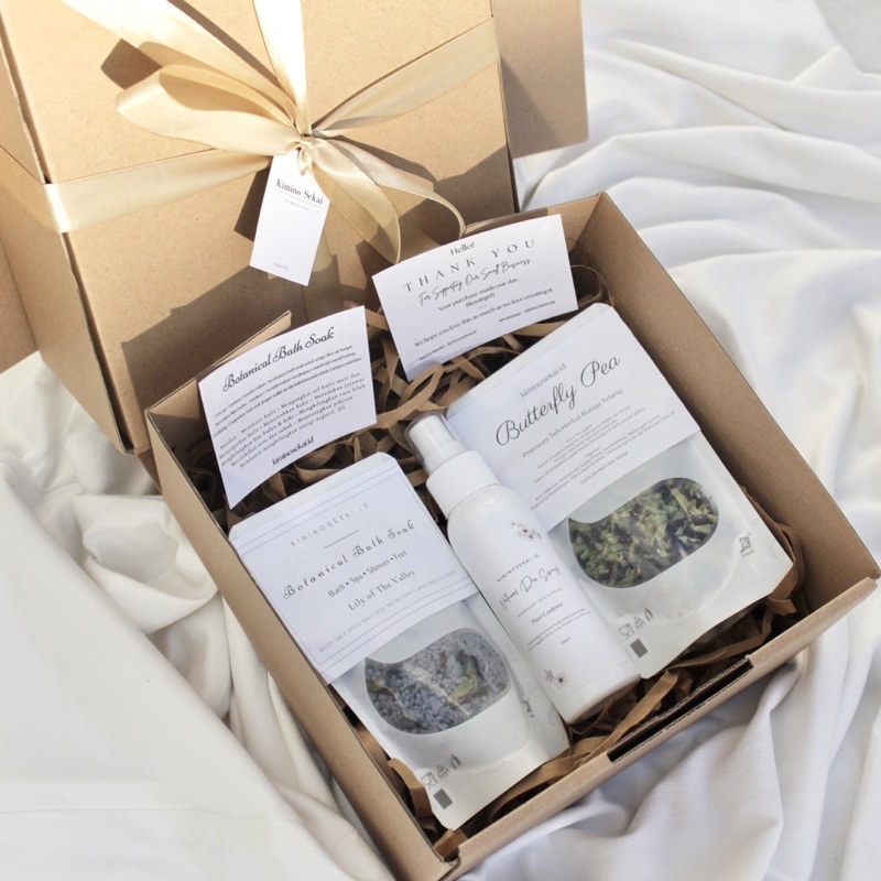 Hampers Gift Box - Souvenir Box Bath Soak Bath Salt Garam Mandi Sea Salt aromatherapy Buttrtfly Pea 