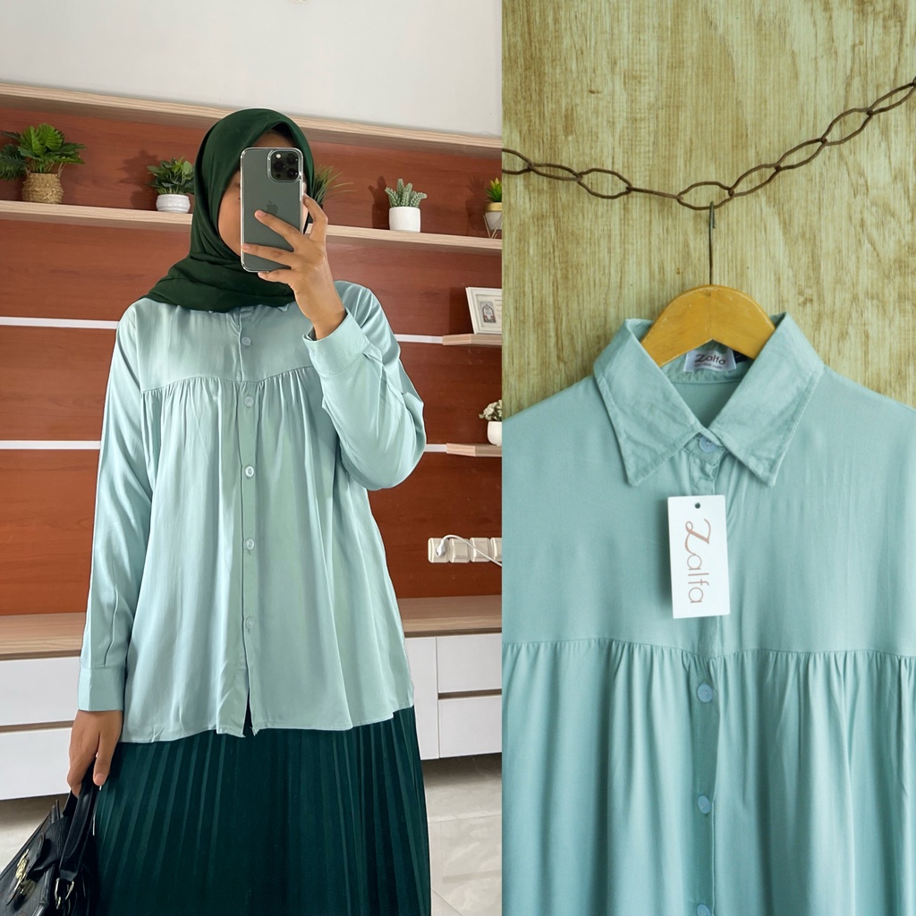 HARUKA blouse by ZALFA OUTFIT / kemeja rayon / blouse rayon / kemeja polos