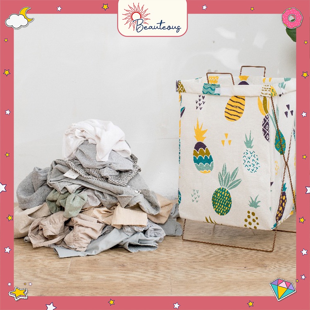Keranjang Baju Kotor Laundry Bag Tempat Pakaian Lipat Cucian Laundry Serbaguna