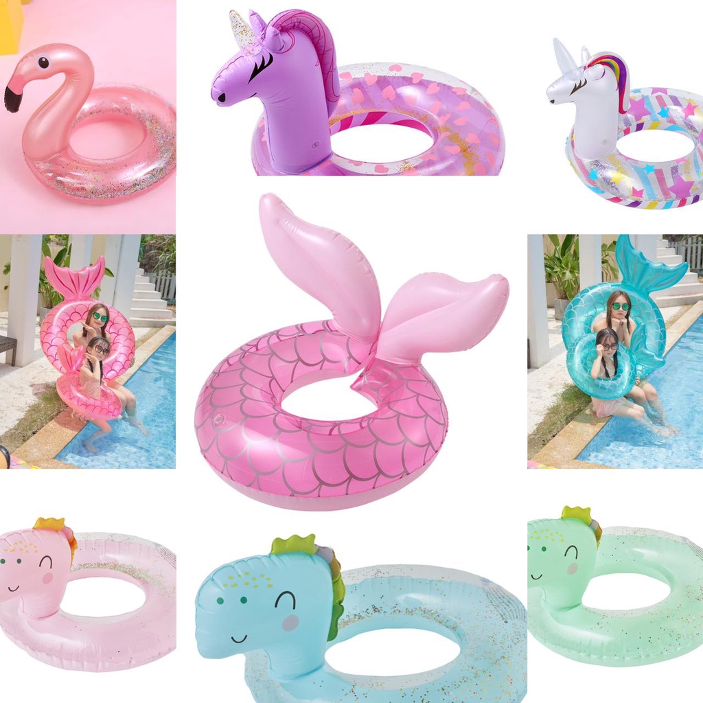pelampung renang anak 3-8th mermaid unicorn bulat ban latihan 55cm