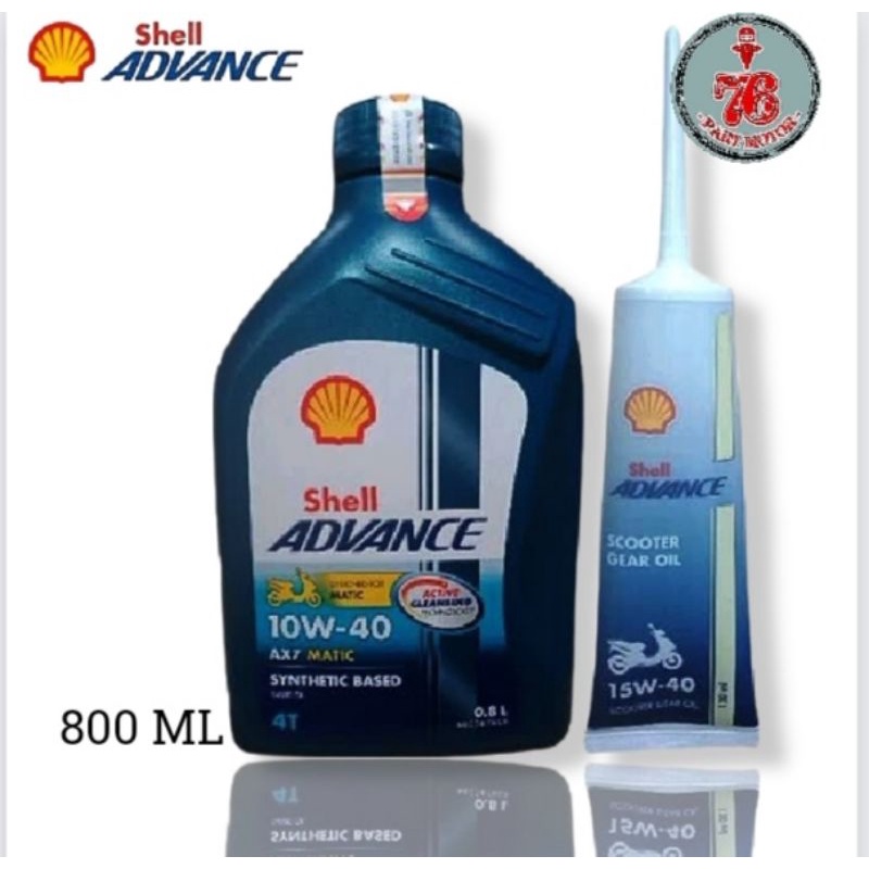 PAKET OLI SHELL ADVANCE MATIC AX7 0.8 lt 10w-40+oli gear shell