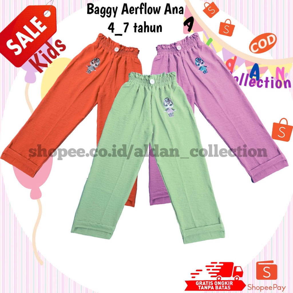 Celana Baggy Pants Crinkle Anak Perempuan Usia 4-13 Tahun / Celana Crinkle Anak Perempuan / Celana Panjang Anak Perempuan