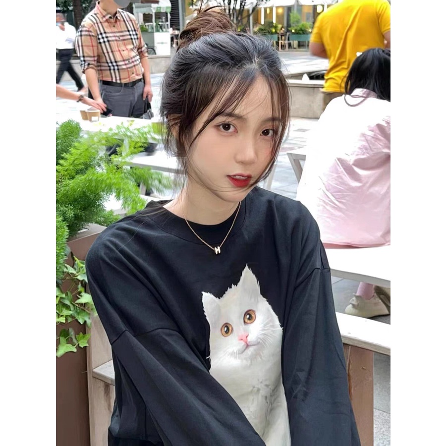 2 warna korean style atasan baju wanita kekinian Sweater Oversize  Cat Wanita/Switer Wanita