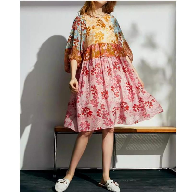 MDLV ~ 6940# Charitina Patchwork Loose Dress Import