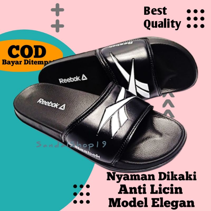 SANDAL SENDAL SLIP ON SLIDE REEBOK PUTIH GOLD CEWEK cowok kekinian kualitas premium original GRADE A