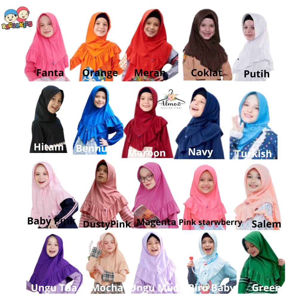 Jilbab Anak instant rumbay raggakids 2-13 tahun