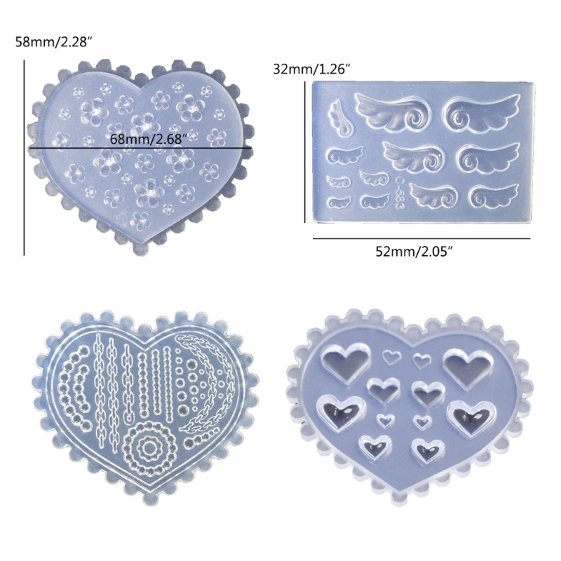 Siy 4pcs Cetakan Nail Art Diy Bentuk Bungahati Bahan Silikon