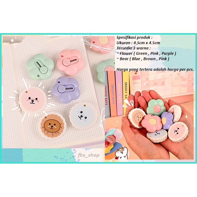 

Cutter Mini Cutter Pemotong Kertas Cutter Mini Lucu Cutter Lucu Flower and Bear Cutter Alat Tulis