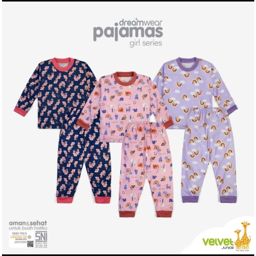 Velvet Junior Setelan Piyama Panjang SATUAN gambar variasi hanya contoh
