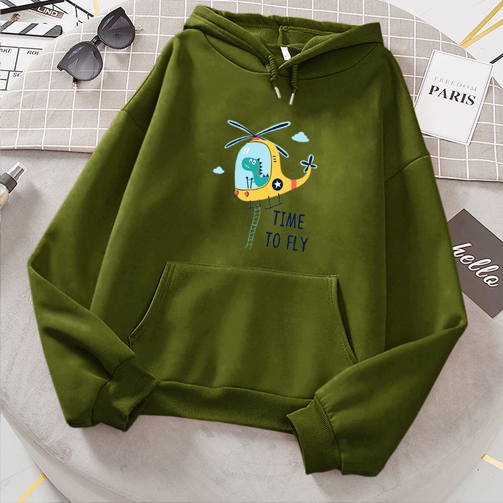 Sweater hoodie anak TIME TO PLAY baju anak hoodie anak cewek cowok motif dino untuk anak 2-10 tahun