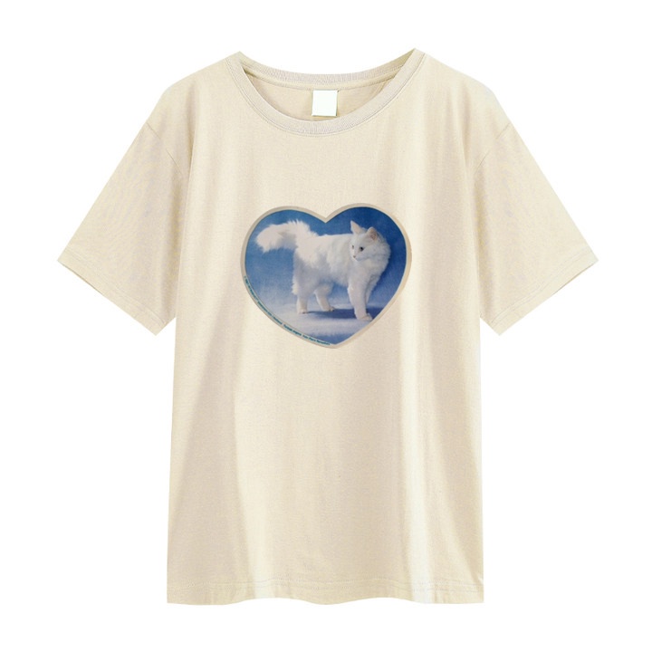 RDGF official shop 2023 winter new tops/T-shirt Oversize Caring Cat | Kaos Hitam/atasan kaos/Korean style/kaos couple/kaos murah/kaos hitam oversize
