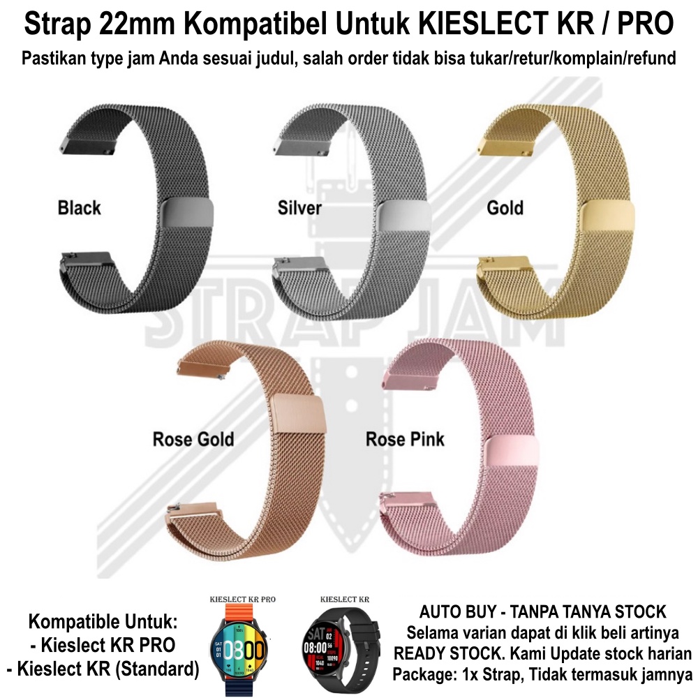 Milanese Loop Strap 22mm Kieslect KR Pro - Tali Jam Tangan Magnetic Metal