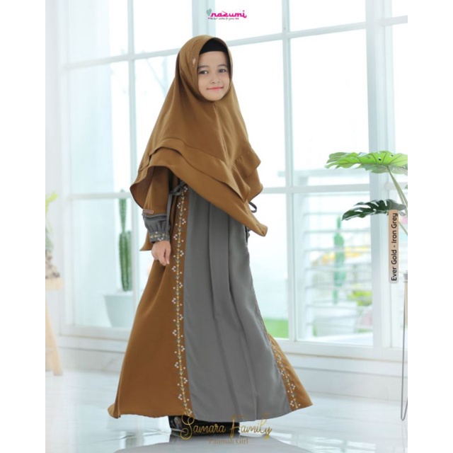 Fatimah Set Girl SAMARA Family by Nazumi Original Gamis Set Khimar Anak