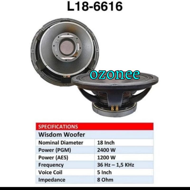SPEAKER KOMPONEN 18 INCH WISDOM L18-6616 L18 6616 ORIGINAL