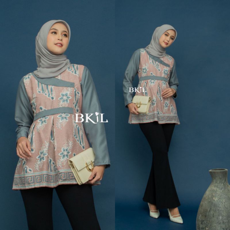 Blus batik ATASAN KERJA WANITA jumbo peplum bkil Blouse batik pekalongan modern atasan baju murah