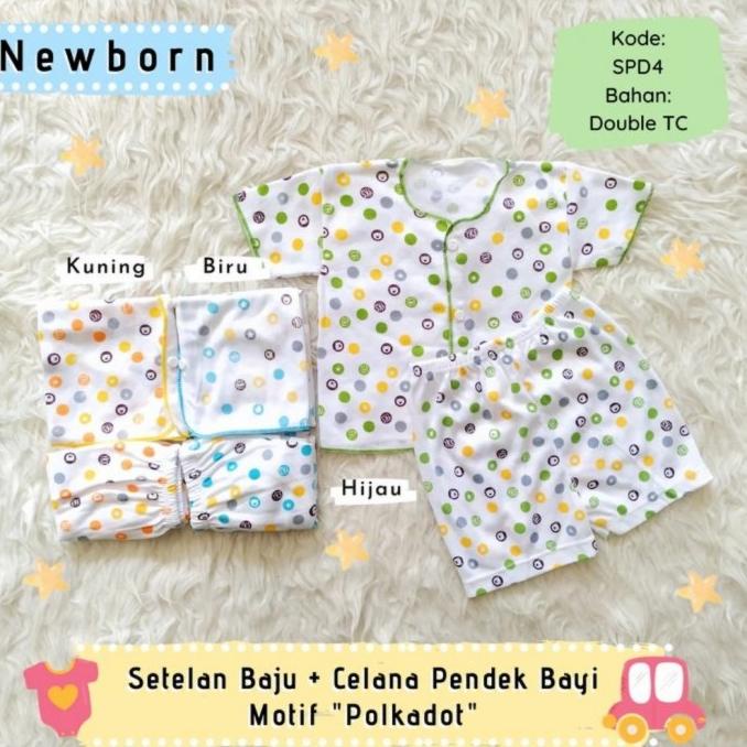 TERBARU SETELAN BAJU PENDEK BAYI POLKADOT KANCING DEPAN ARINI BABY BERKUALITAS