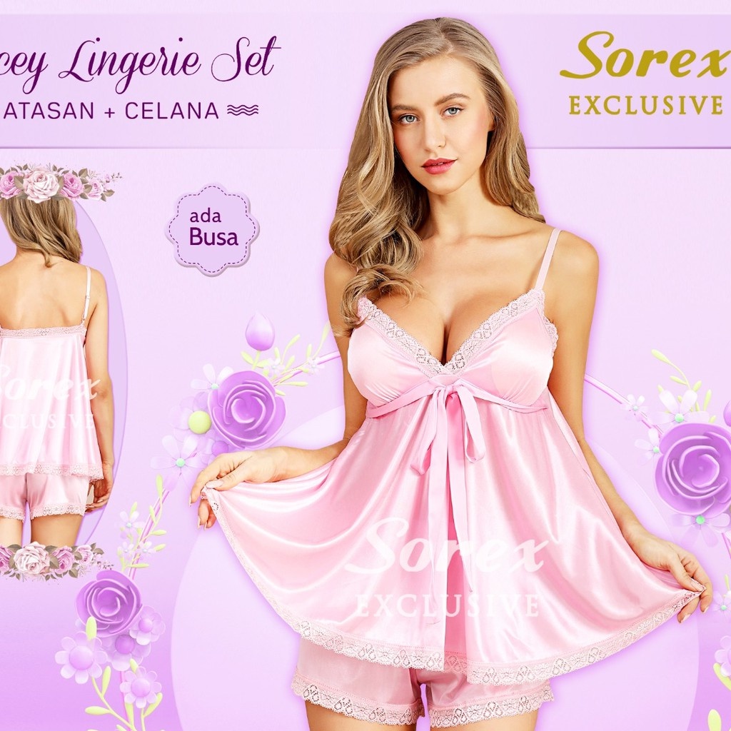 JH Baju Tidur Sorex Exclusive BT 7057 & 7058 (Lingerie) Termurah 1 SET
