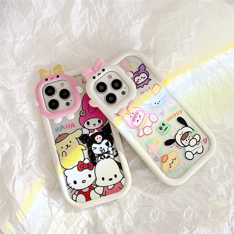 Soft Case Pelindung Lensa Motif Kartun Monster Untuk iPhone 14 13 12 11 Pro Max X Xr Xs Max 7 8 6 6s Plus SE 2020