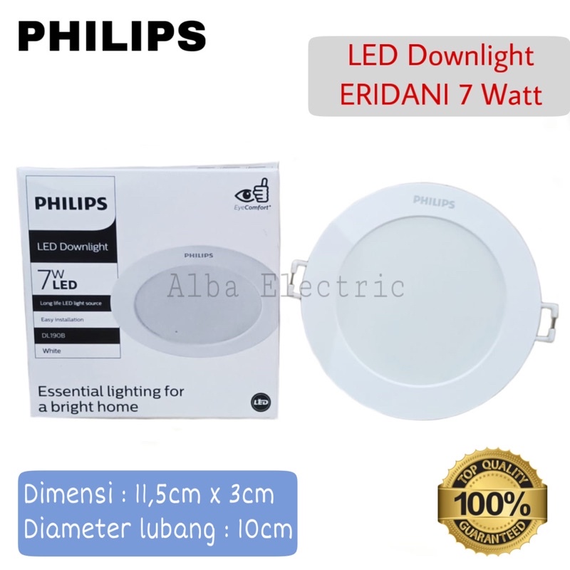 Eridani Philips 7 Watt Putih Downlight Panel 7w Philips Downlight tanam