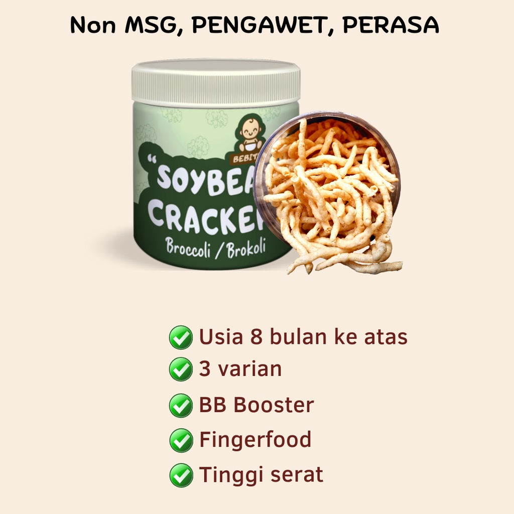 Crackers Kedelai Keju Brokoli Wortel Tanpa Susu Snack Bayi Bentuk Stik Mulai Usia 8 Bulan Tanpa MSG &amp; Pengawet Makanan Bayi MPASI