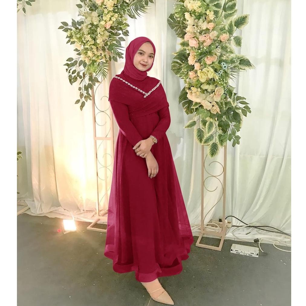 *BestSeller* Gamis pesta brokat corneli/ Maxy dress tutu PRICILLA/ gamis Sabrina brokat tile mutiara