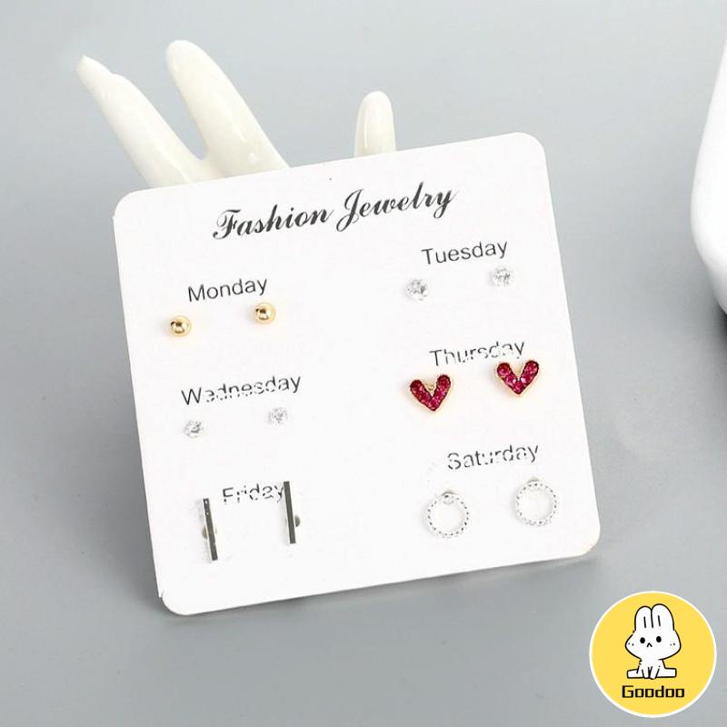 6 Pasang Anting Tusuk Simple Kreatif Gaya Korea Earings untuk Wanita Aksesori -Doo