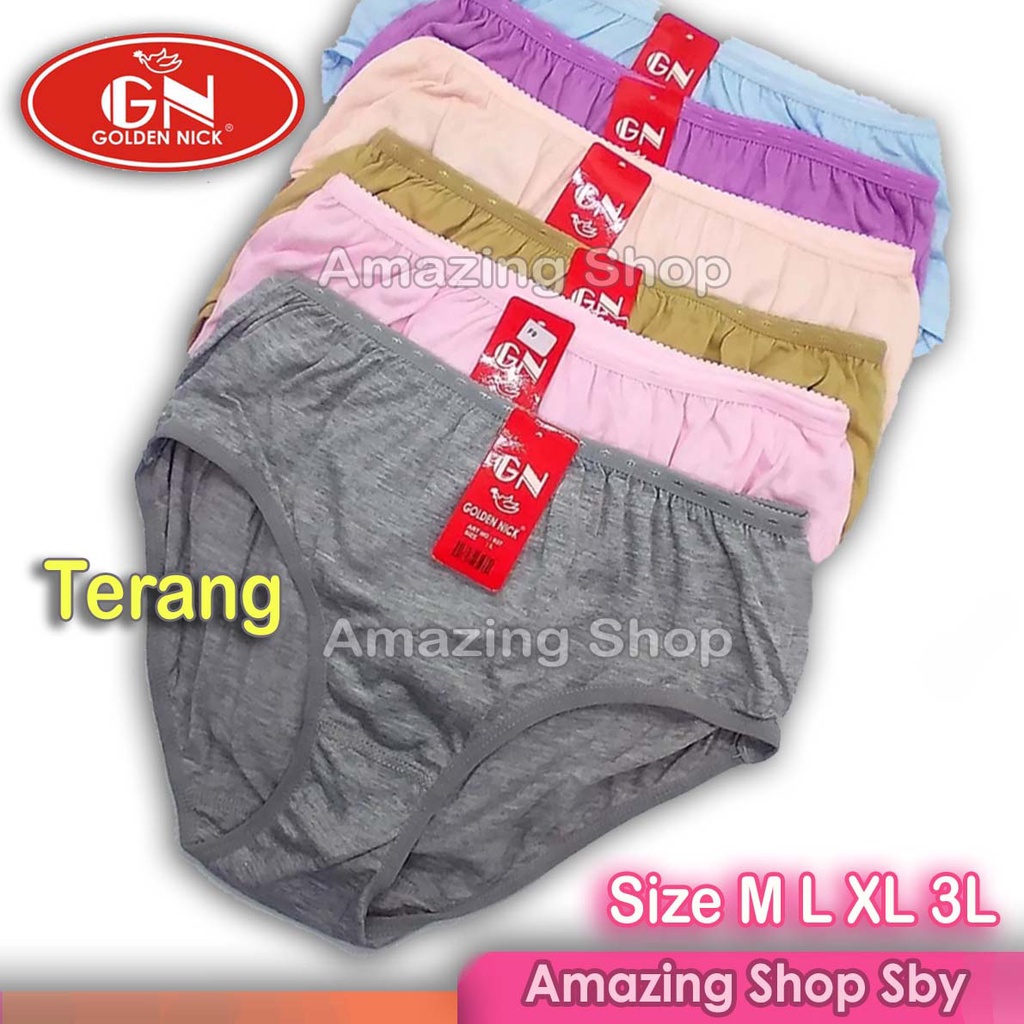 1 Lusin CD Celana Dalam Wanita Merk Golden Nick Lusinan Size M L XL XXL Murah Amazing Shop SBY