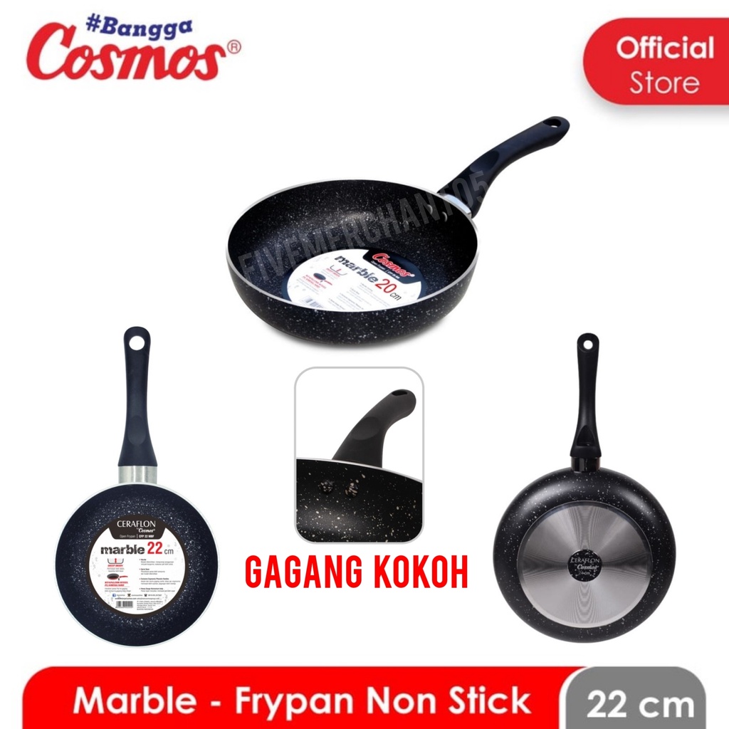 Frypan Cosmos CFP 22cm MARBLE Anti Lengket Wajan Wok Ceraflon Fry Pan Marbel Non Stick Teflon CFB MB