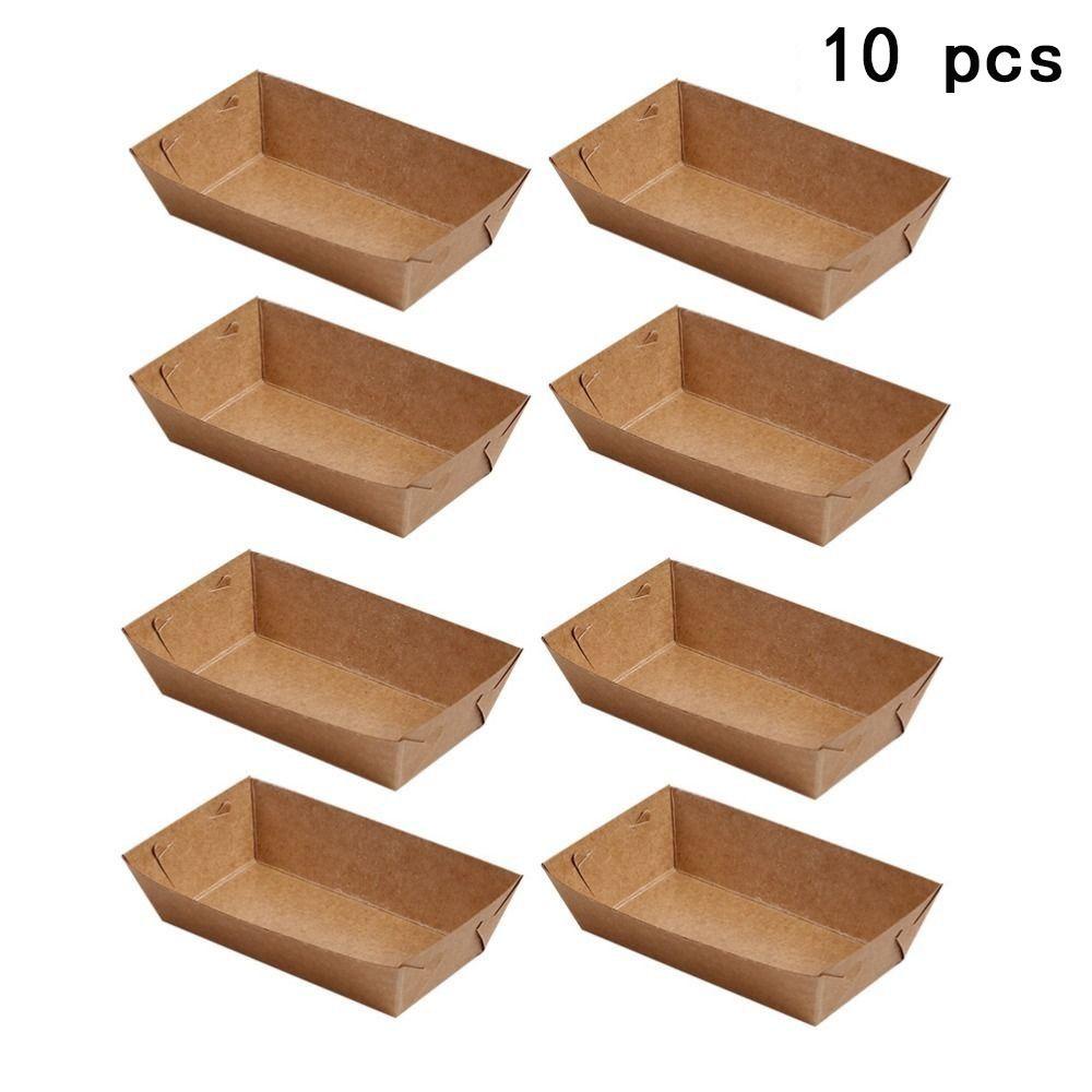 Solighter 10PCS Boat Shaped Berguna Untuk Makanan Snack Kraft Paper Food Tray