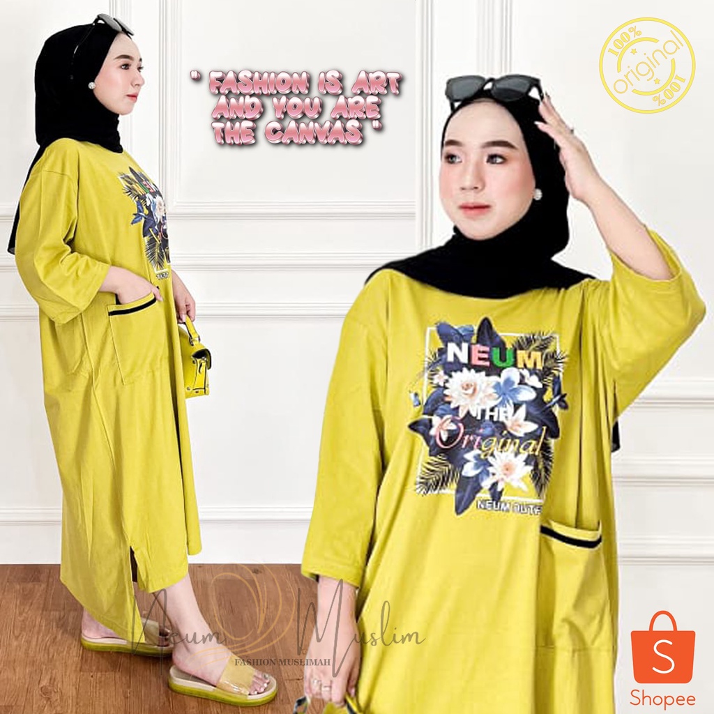 Tunik Remaja Motif Bunga / Baju Gamis Tunik Wanita Terbaru 2022 / Long Tunik Terbaru / Tunik Terbaru