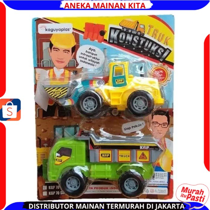 Mainan Anak KGP 70 Truk Konstruksi Isi 2 Pcs Truk Beko Serok Bak Dump Alat Berat Bangunan