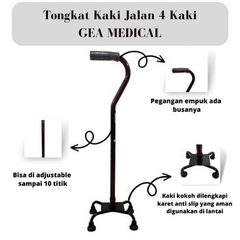 Tongkat Gea Medical Kaki 4 FS947 Manula / Lansia Alat Bantu Jalan