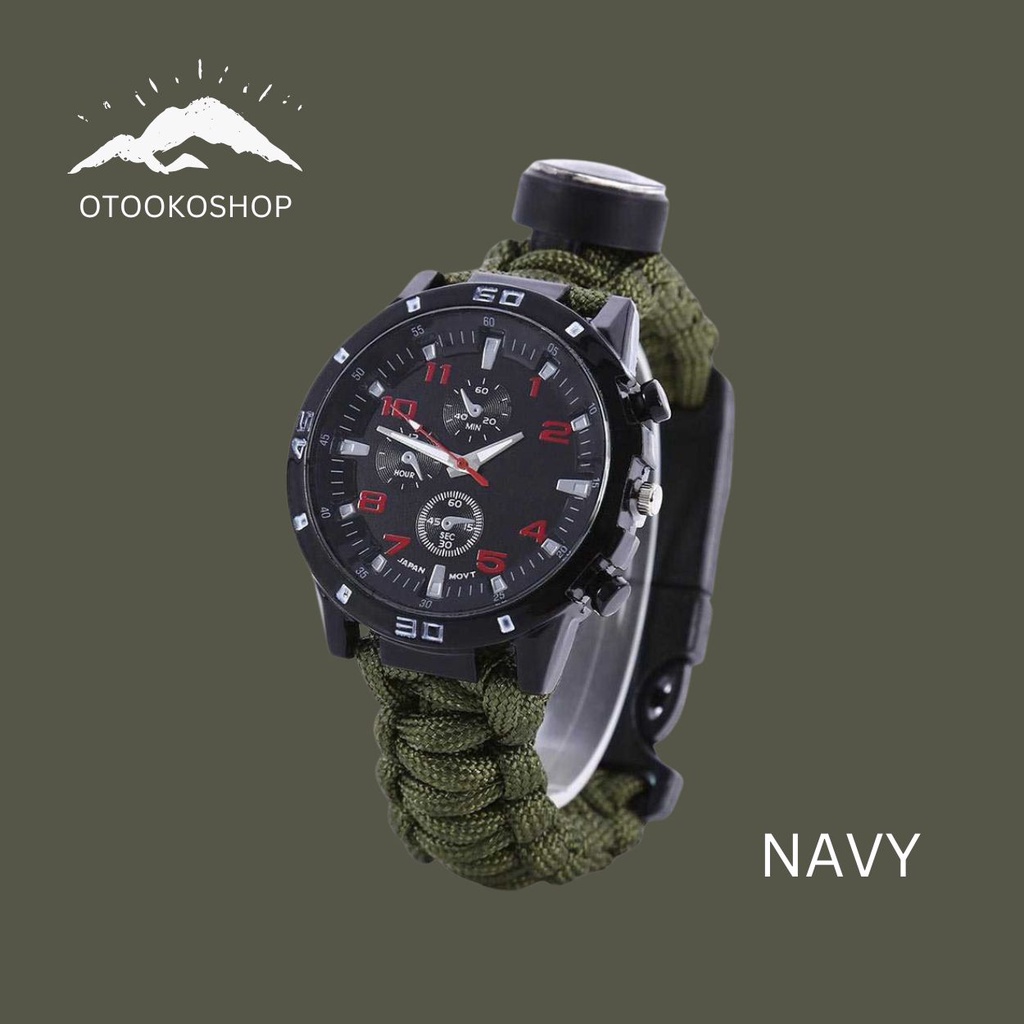 Jam Tangan Paracord Gunung Petualangan Survival Multifungsi Watch Gelang Kompas Outdoor Camping