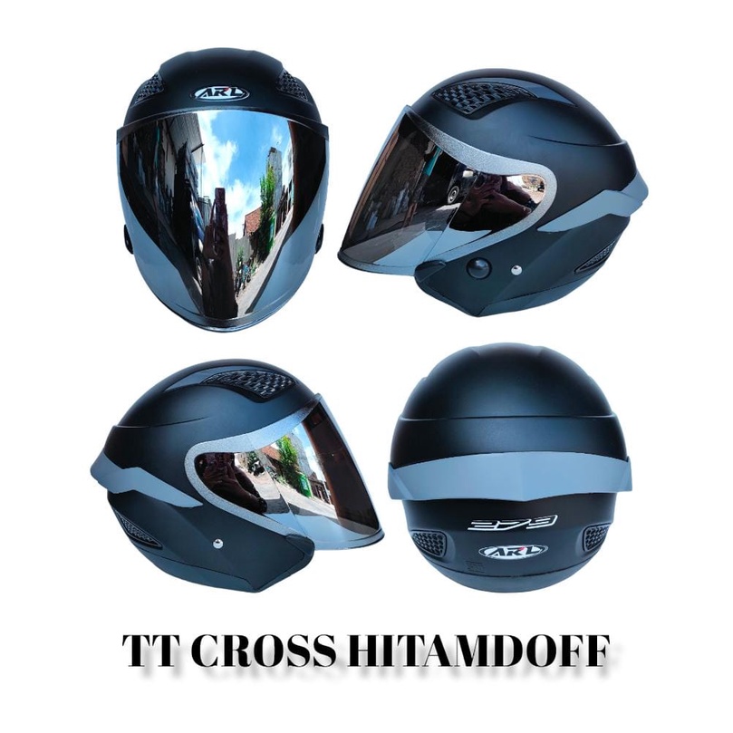 HELM CENTRO MURAH ARL_HELM (paket ganteng spoiler)_HELM ARL 974 KACA FLAT iridium