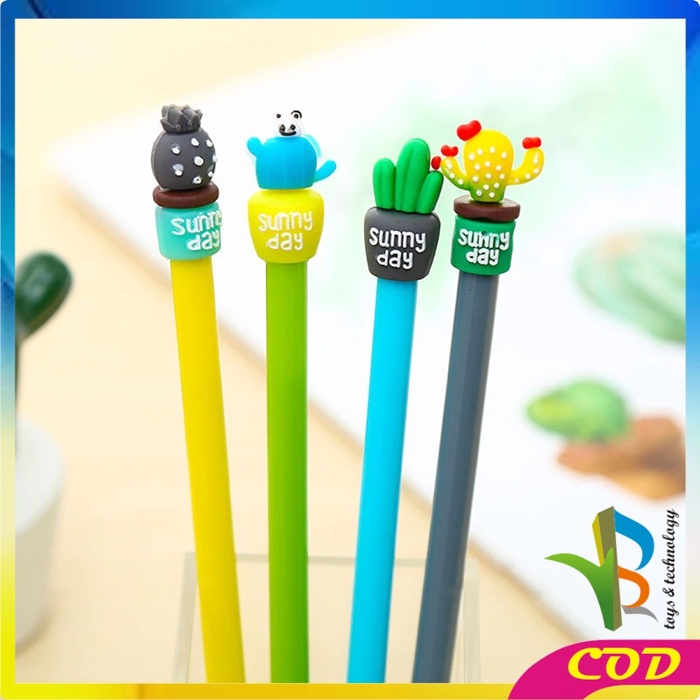 RB-A16 Pulpen Gel Karakter Kaktus / Pena Kaktus / Bolpen Gel / Pulpen Lucu Unik Bentuk Pot Kaktus