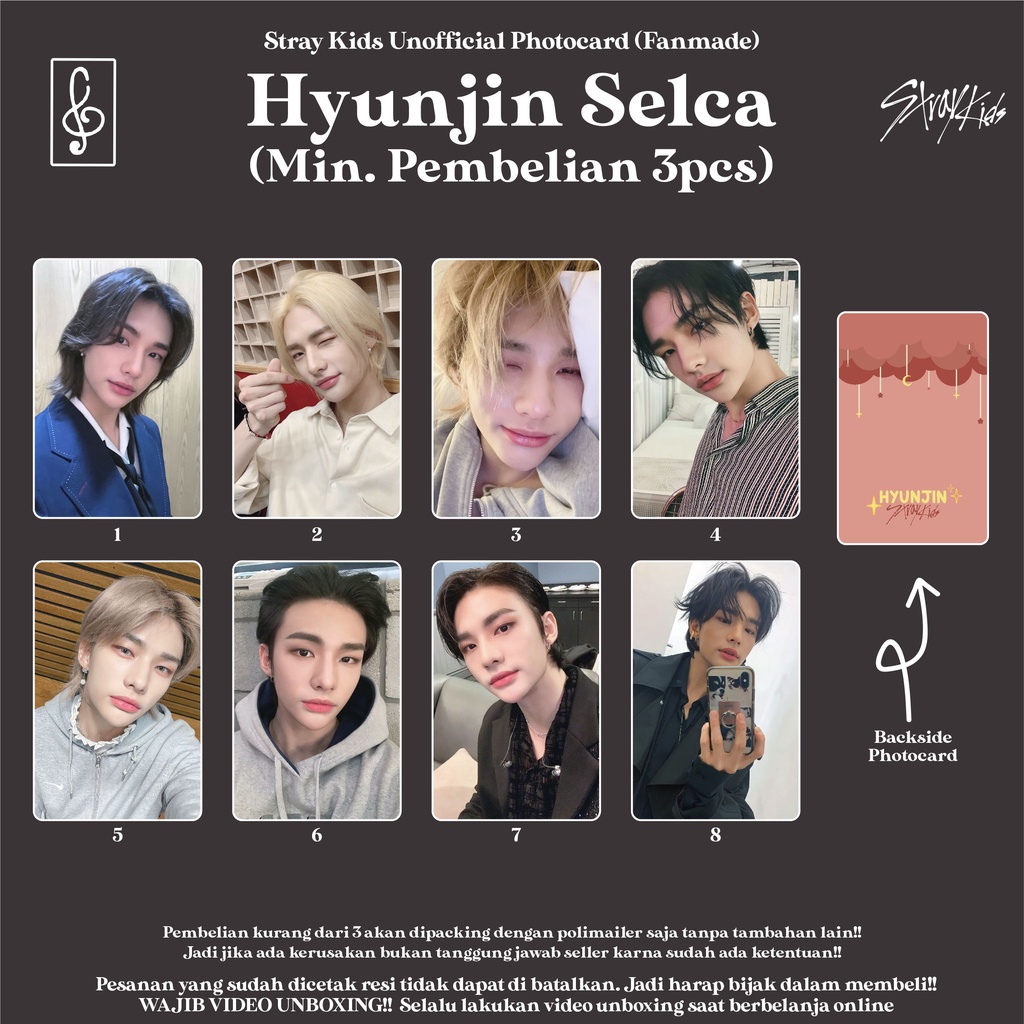 [SELCA SKZ HYUNJIN] PHOTOCARD STRAYKIDS SELCA BOYFRIEND MATERIAL DECO FANMADE