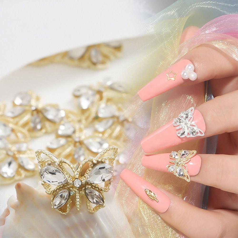 Preva 10 Pcs Nail Art Berlian Imitasi Baru Kupu-Kupu Zirkon Manikur Aksesoris