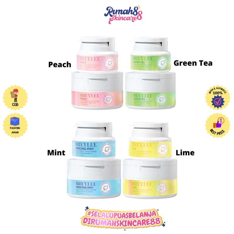 BREYLEE Teeth Powder gigi - PEACH | FREEZING MINT | LIME | GREEN TEA