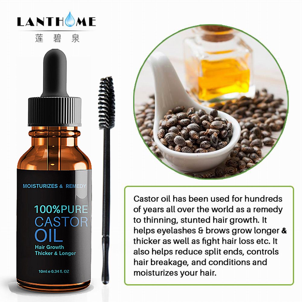 LANTHOME Castor Oil Penumbuh Bulu Mata dan Alis 10ml 7 Hari Penebal Pemanjang Bulu Mata dan Alis Perawatan Bulu Mata