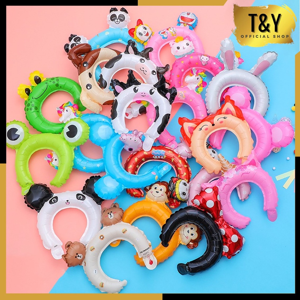 T&amp;Y Balon Bando Karakter Hewan Balon Foil Kartun Animal Headband Balon Ulang Tahun Bando Anak Anak Murah Import