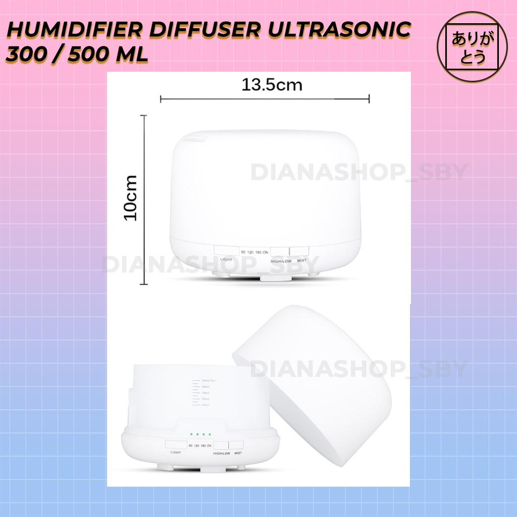 Humidifier Diffuser Difuser Aromaterapi Aromatherapy Ultrasonic 7 Color LED 300ML/500ML Remote