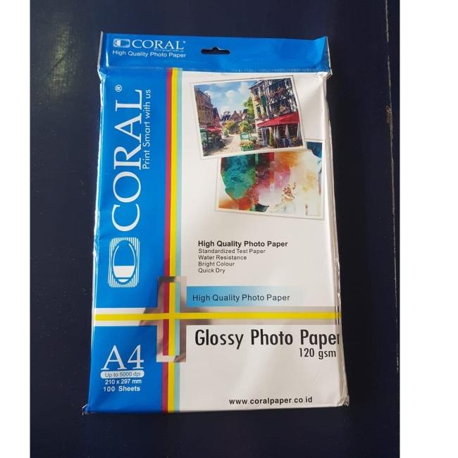 

Coral Glossy Photo Paper A4 120 gsm 100 lbr / Kertas Foto Brosur