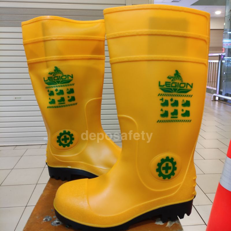 Sepatu Boot Karet Safety Ujung Besi LEGION Steel Toe Safety Shoes Rubber