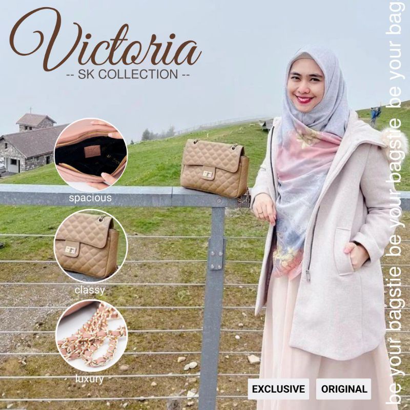 VICTORIA BAG - SK COLLECTION Tas bahu selempang warna black hitam white putih vanilla pink caramel c
